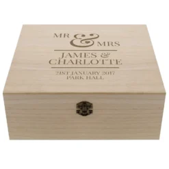 Personalised Mr & Mrs Large Wooden Keepsake Box 7 Personalised Mr & Mrs Large Wooden Keepsake Box -Home General Store pmc p1014a54 mr and mrs wooden box 2 1
