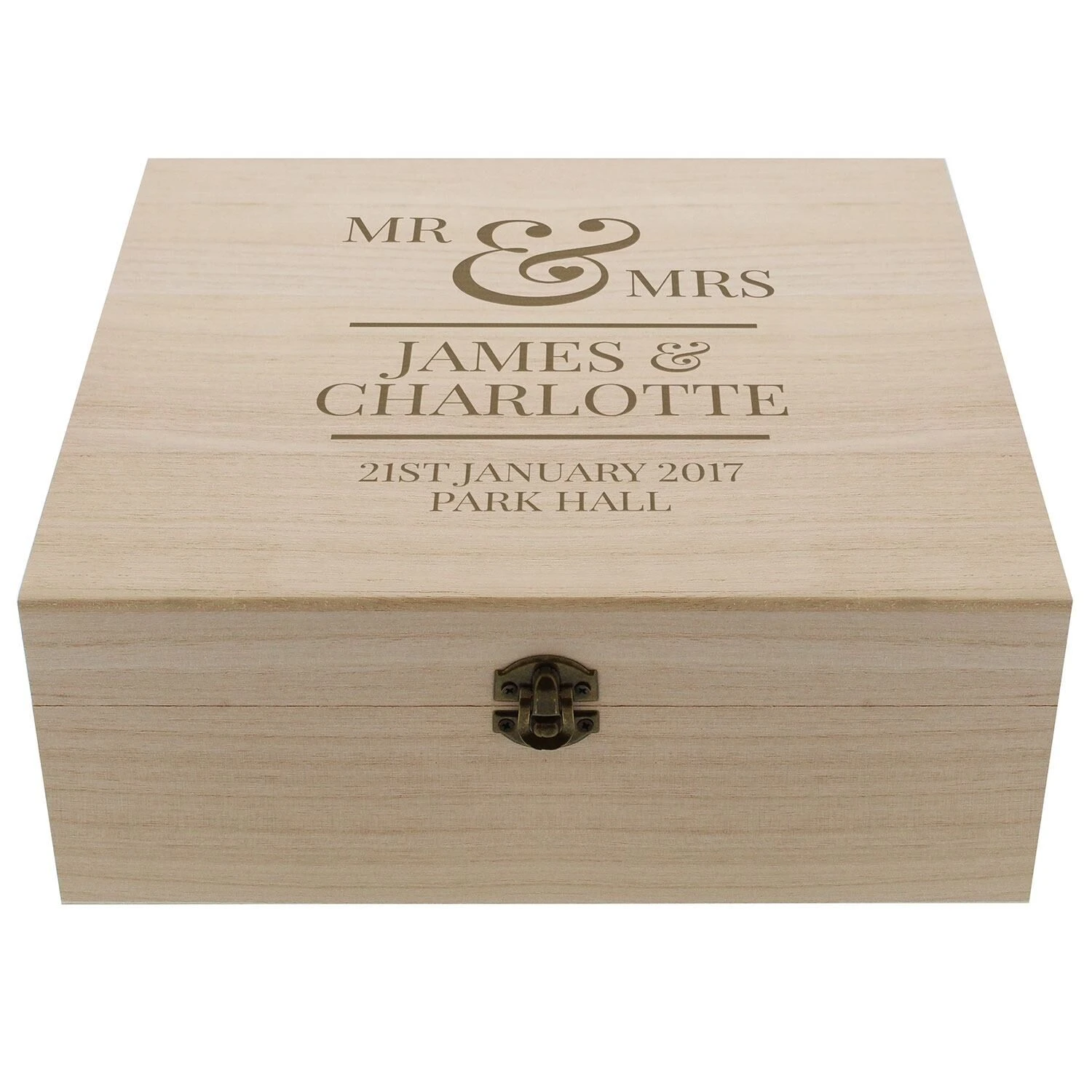 Personalised Mr & Mrs Large Wooden Keepsake Box 4 Personalised Mr & Mrs Large Wooden Keepsake Box - Image 4