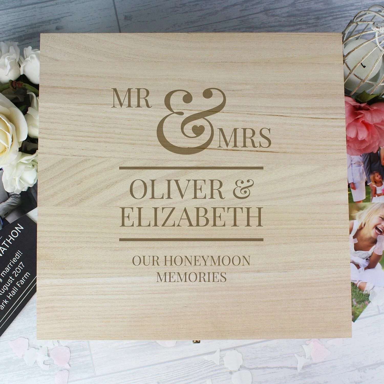 Personalised Mr & Mrs Large Wooden Keepsake Box 3 Personalised Mr & Mrs Large Wooden Keepsake Box - Image 3