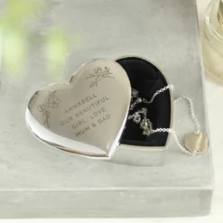 Personalised Floral Free Text Heart Trinket Box -Home General Store pmc personalised p0102z22 floral free text heart trinket box 05