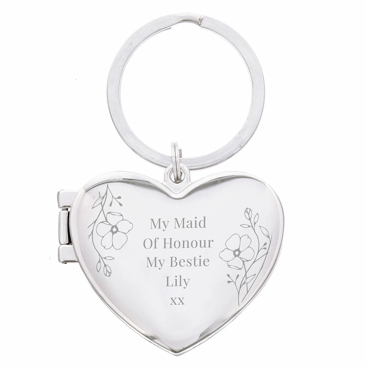 Personalised Floral Heart Photo Frame Keyring 2 Personalised Floral Heart Photo Frame Keyring - Image 2