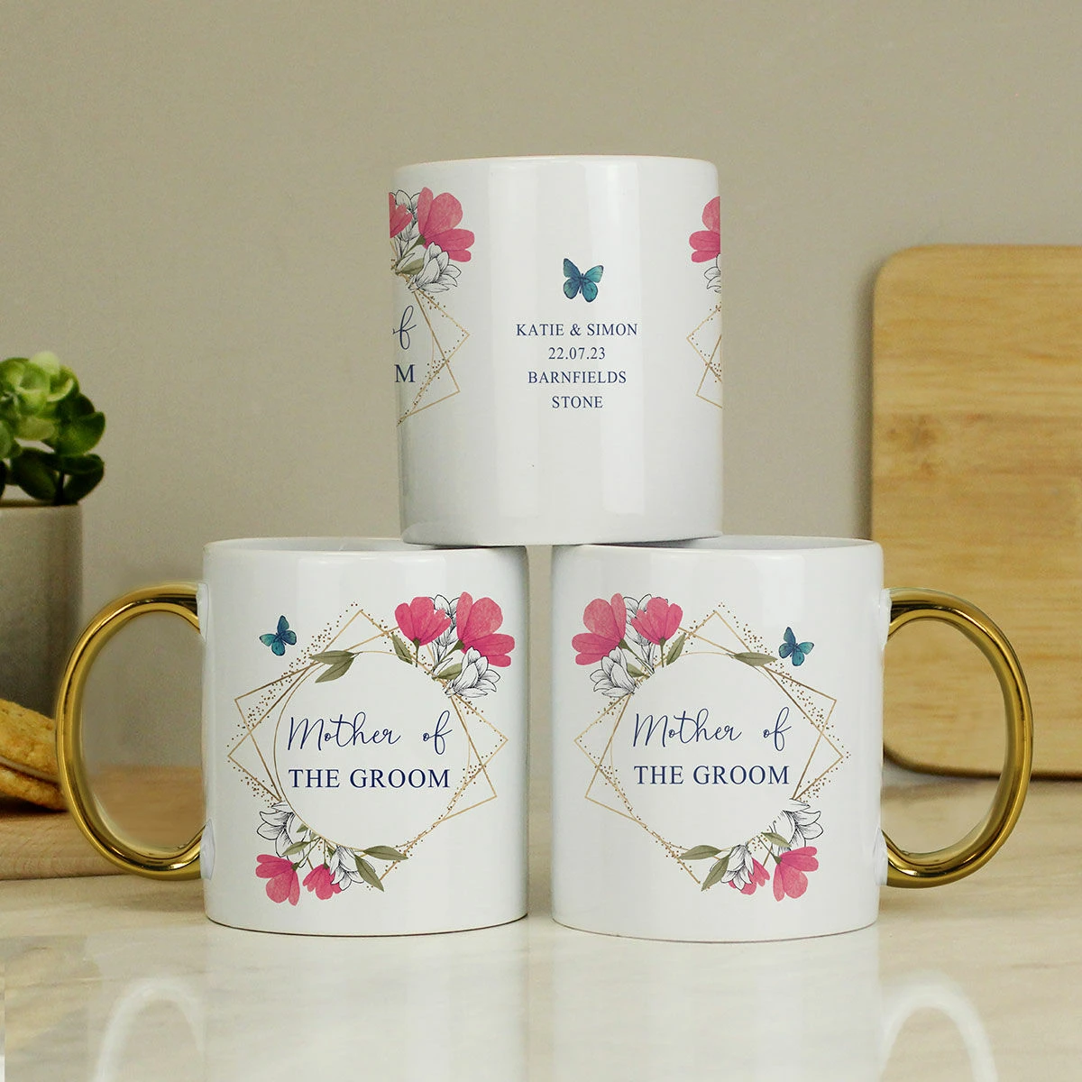 Personalised Geometric Floral Gold Handle Mug 5 Personalised Geometric Floral Gold Handle Mug - Image 5
