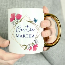 Personalised Geometric Floral Gold Handle Mug 13 Personalised Geometric Floral Gold Handle Mug -Home General Store pmc personalised p0805n44 geometic floral gold handle mug 07