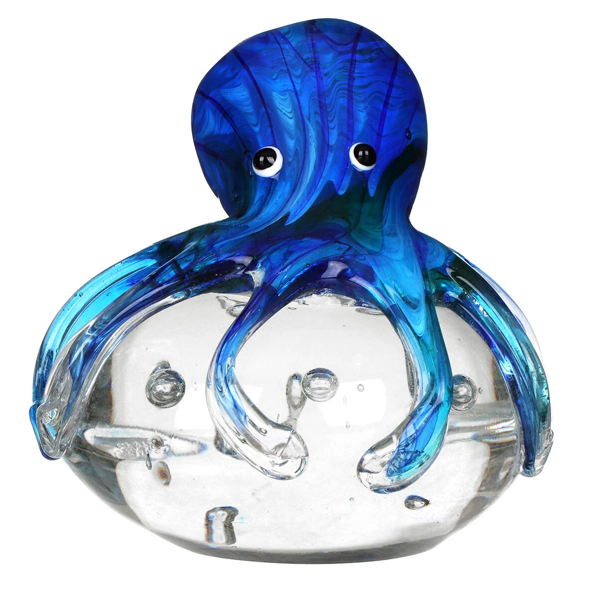 Widdop & Co Objets D’Art Blue Octopus On Rock Glass Figurine 2 Widdop & Co Objets D’Art Blue Octopus On Rock Glass Figurine - Image 2