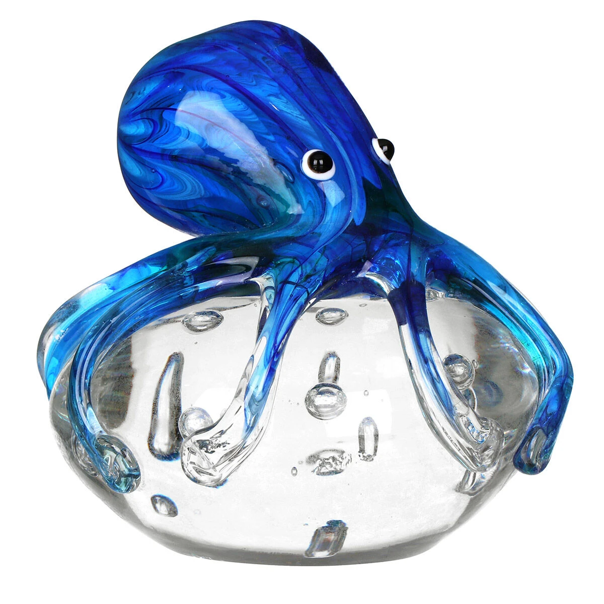 Widdop & Co Objets D’Art Blue Octopus On Rock Glass Figurine 1 Widdop & Co Objets D’Art Blue Octopus On Rock Glass Figurine