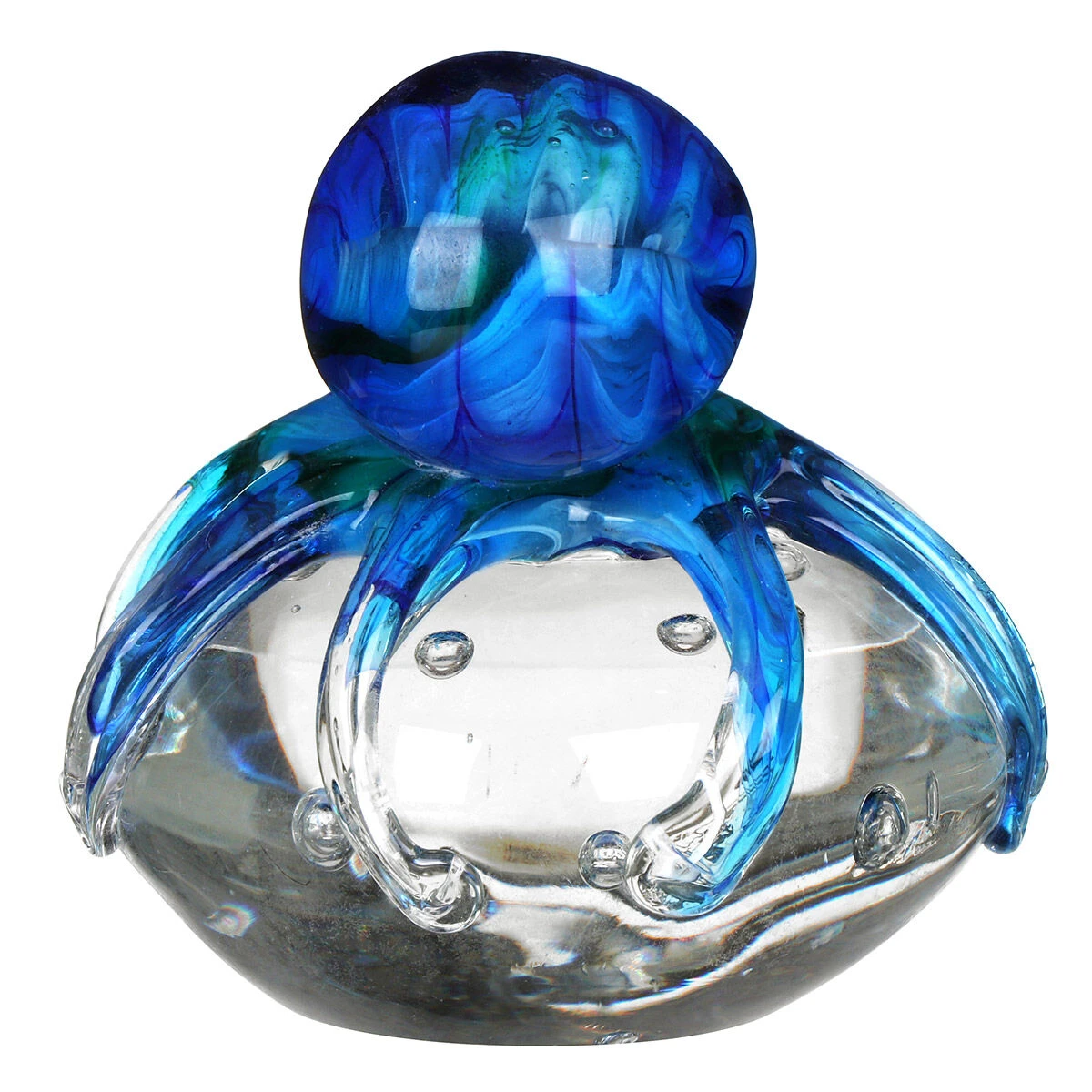 Widdop & Co Objets D’Art Blue Octopus On Rock Glass Figurine 3 Widdop & Co Objets D’Art Blue Octopus On Rock Glass Figurine - Image 3