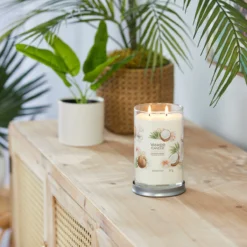 Yankee Candle Coconut Beach Signature Large Tumbler Candle -Home General Store yankee candle 1630035e coconut beach signature large tumbler candle lifestyle 1