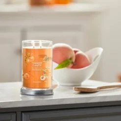 Yankee Candle Farm Fresh Peach Signature Large Tumbler Candle -Home General Store yankee candle 1631843e farm fresh peach signature large tumbler candle lifestyle 1